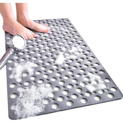 Tapis De Douche Antidérapage, Et Anti-Moisissure, Tapis De Bain Antidérapant Pour Douche Et Bain, Tapis De Bain Antidérapant Avec Ventouses Lavable En Machine (Gris Encre) (1/5)