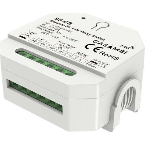 Interruttore Bluetooth Casambi, Relè Smart con Contatto Pulito 10A, RF 2.4GHz, Pulsante Esterno, per Luci LED Non Dimmerabili 220V, APP e Telecomando (1/3)