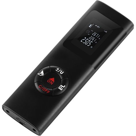 Mini telémetro láser digital (40 m, IP54) con pantalla LCD retroiluminada: mide distancia/volumen/área según el teorema de Pitágoras. (1/5)