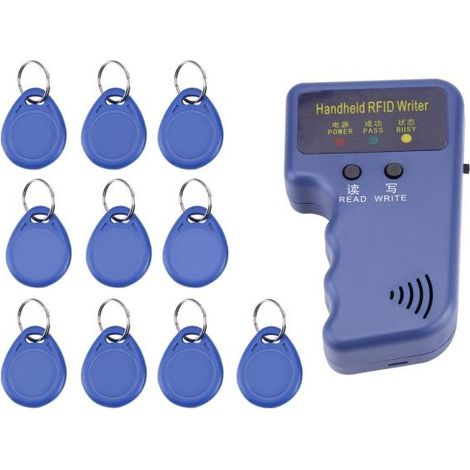 Imprimante/copieur/lecteur/duplicateur RFID portable 125 kHz avec 10 étiquettes d'identification (1/5)