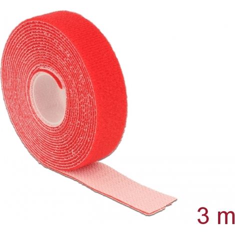 Delock Cinta de gancho y bucle en rollo LA 3 m x AN 20 mm rojo