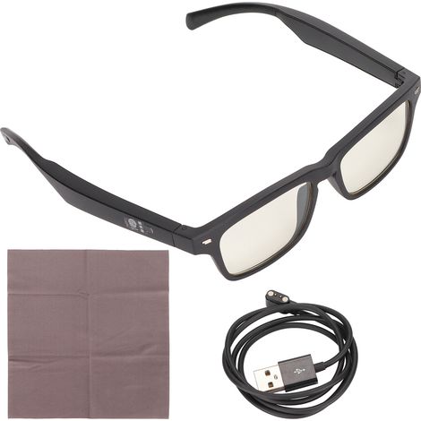 Lunettes connectées Bluetooth sans fil avec commande vocale et écouteurs à conduction osseuse, idéales pour la conduite, le sport et la protection contre la lumière bleue. (1/5)