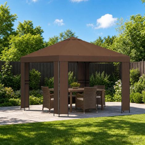 Teenpull – Pavillon 3 x 3 m Braun Polyester und Stahl 190 gsm (1/5)