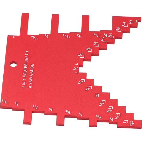 Stufentiefenmesser 2-in-1 aus Aluminiumlegierung mit präziser Lasermarkierung für Oberfräse und Tischkreissäge, Rot (1/5)