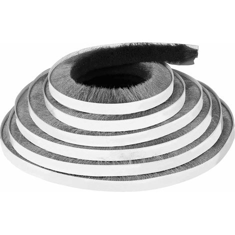 Joint de porte autocollant à brosse - 10 m (L) x 9 mm (l) x 15 mm (P) - Joint de bas de porte - Joint super puissant - Boudin de porte - Brosse d'étanchéité pour tourbières, fenêtres (1/5)
