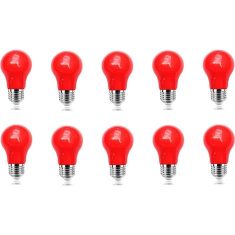 Ampoule LED de Couleur E27 3W à vis Ampoule Rouge, Équivalent Incandescence 30W, pour Mariage Halloween Fête De Noël Bar Ambiance Ambiance Décor, Lot de 10 [Classe énergétique B] (1/5)