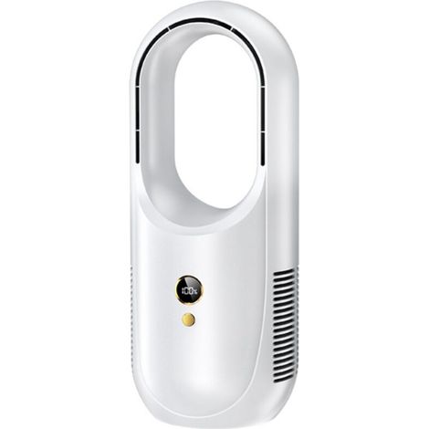 Portable bladeless table fan, USB powered, 6 speeds, quiet operation, with LED panel, for bedroom, home, office (white) (1/5)