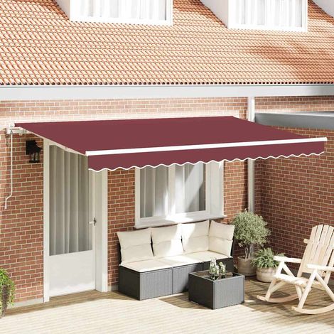 Auvent Rétractable-Store banne Bordeaux 350 x 200 cm tissu 204189 (1/5)