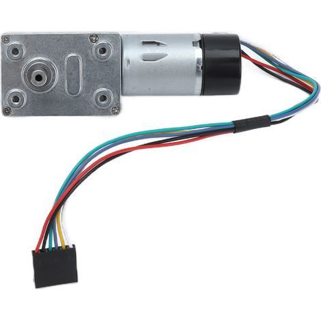 Moteur à engrenages à vis sans fin JGY-370, avec encodeur, double arbre de sortie 14mm, 24V CC