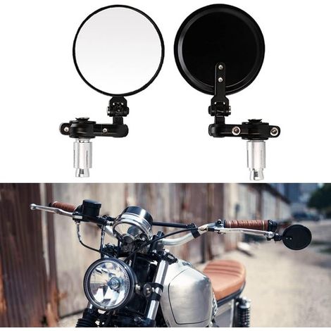 2 espejos retrovisores redondos para motocicleta, 7/8 pulgadas, 22 mm, para motos deportivas y cruiser. (1/2)