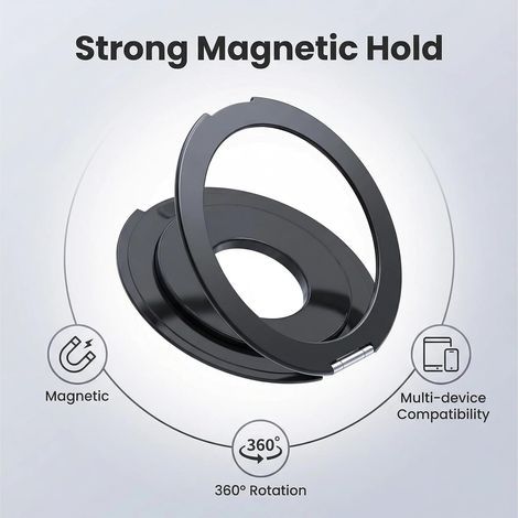 Support Anneau Magnétique pour Tablette Rotation 360° Fixation Magnétique Puissante avec Adhésif Support de Poignée Compatible avec iPad Pro Air Mini, Galaxy Tab, Liseuse (1/5)