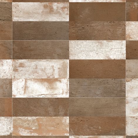 Carrelage Vintage effet Terre cuite Marron 40x20x1,03 cm Terramo - Mur intérieur (vendu par carton de 0,96 m²) - RO'MA CARRELAGE