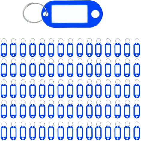 Étiquettes pour clés, lot de 100 100 étiquettes durables et inscriptibles (inserts remplaçables inclus) Anneaux métalliques inclus (1/5)