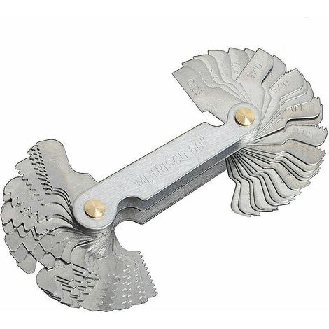 Peigne Filetage, Jauge Filetage métrique 58 Lames Set vis Pas de Fil jauge de Coupe système de Pouce métrique jauge,argent, une pièce, (1/4)