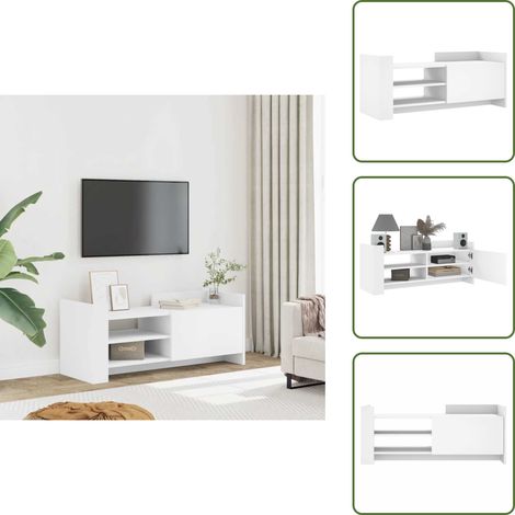 TV-Schrank Weiß 100x35x40 cm Holzwerkstoff - TV Schrank - Holzwerkstoff Möbel - Weißer TV Stand - Wohnzimmer Dekoration - Aufbewahrungsschrank