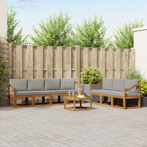 vidaXL Outdoor-Sofagarnitur mit Kissen 8 pcs Natürlich und Hellgrau (1/5)