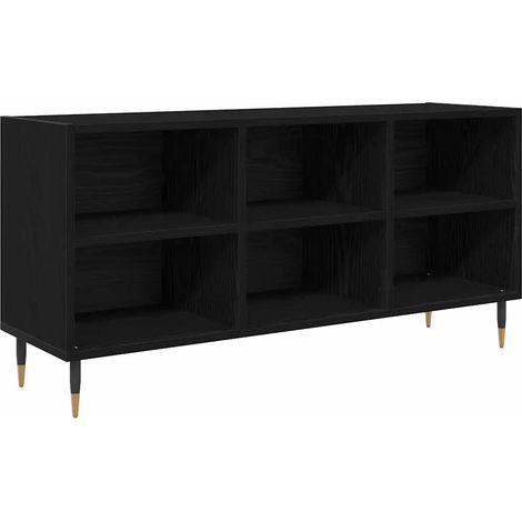 Meuble TV rectangulaire moderne avec rangements 103,5 x 30 x 50 cm en bois d'ingénierie chêne noir (1/5)