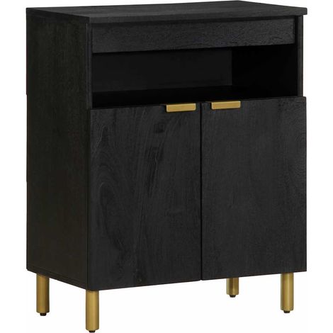 Buffet noir avec rangement fermé en bois d’ingénierie, 60 x 33 x 75 cm - PANGIVO (1/5)