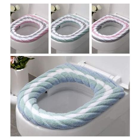 Set of 3 toilet seat covers, soft and warm bathroom cushion, washable (1/4)
