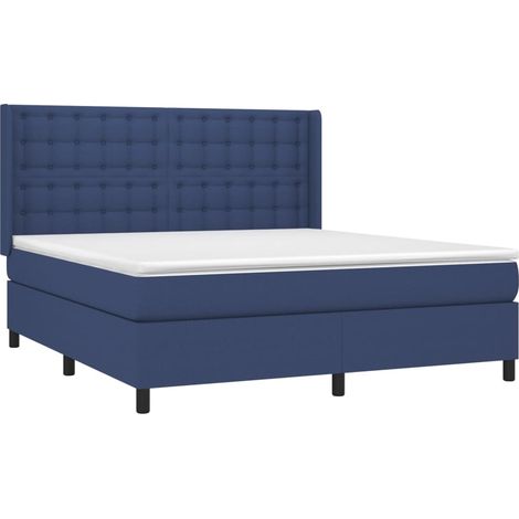vidaXL Sommier à lattes de lit avec matelas Bleu 180x200 cm Tissu (1/5)
