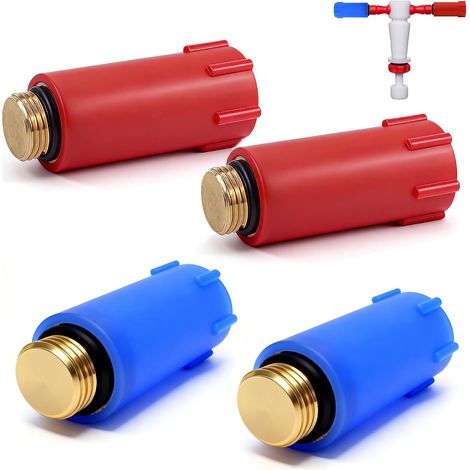 Lot de 4 bouchons de construction, 1/2", avec filetage en laiton et joint à anneau zéro, pour rénovation (1/5)