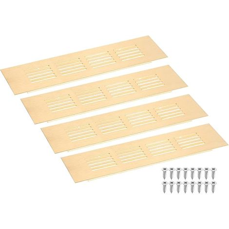 4pcs 200 x 50 mm Aluminium Alloy Rectangular Louver Ventilation Grille for Dressing Shoe Cabinet (Gold) (1/5)