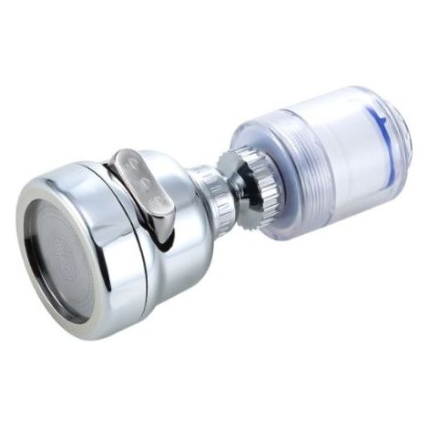 Robinet de cuisine Extender Booster Pommeau de douche Diffuseur Anti-éclaboussures Purificateur d'eau Filtre Buse Évier Économiseur d'eau Robinet 360 ° Rotation argent (1/4)