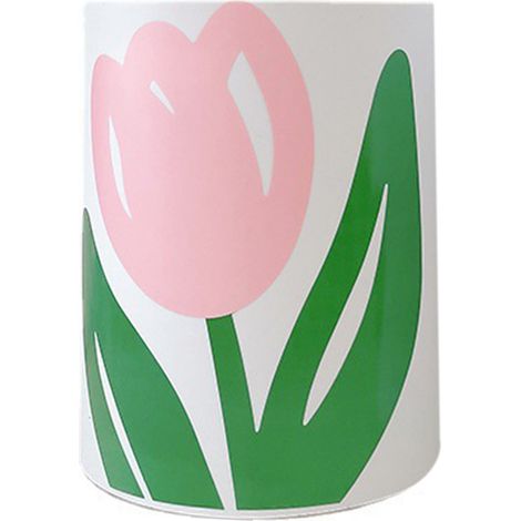 Poubelle ronde à motif floral, grande ouverture, design mignon et moderne, idéale pour la cuisine, la salle de bain et la chambre. (1/5)