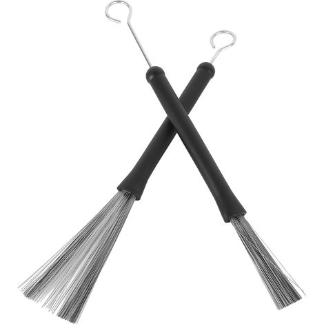 2 Brosses à Tambour à Poignée Ergonomique en Caoutchouc avec Soies Métalliques, Nettoyage Rétractable et Portable (1/5)