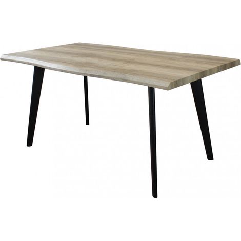 Tavolo rettangolare con struttura in metallo e piano in mdf marrone effetto pietra 90x160xH75 cm Dabber