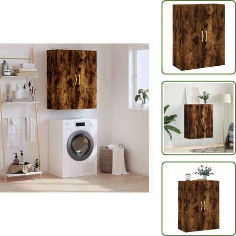 Armoire murale chêne fumé 69,5x34x90 cm - Armoire Murale - Meuble De Rangement - Armoire Suspendu - Buffet - Étagère Murale (1/5)