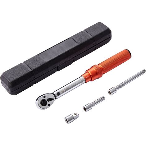 Clé dynamométrique à cliquet 0,6 cm 20-200 po-lb 2,3-23 N·m kit avec adaptateurs et rallonge pour mécanique. (1/5)