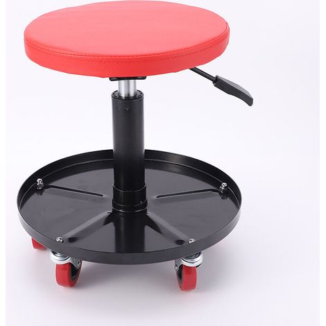 Sgabello da meccanico – Portata max. 150 kg – Acciaio – Altezza regolabile 405-535 mm – su 5 ruote girevoli a 360° – Sedile da officina regolabile (1/4)