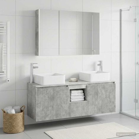 vidaXL Bathroom Cabinet Set 4 pcs Concrete Grey Engineered Wood (1/5)
