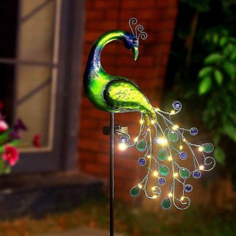 Lampes solaires de jardin décoratives en métal, piquets étanches en forme de paon pour terrasse, jardin ou allée extérieure