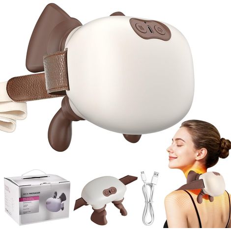 4D Neck Massager, 360° Massager Neck with 3-Stage Massage & 2-Stage Heat Application, Electric Massager with Heat the Master Wireless for Shoulders, Neck, Back (A) (1/5)