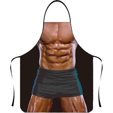 Tablier humoristique, original et amusant, image claire et réaliste, sans manches, à bretelles, imperméable, en polyester, pour homme musclé, tablier de cuisine, fournitures pour la maison Jikaixiang,