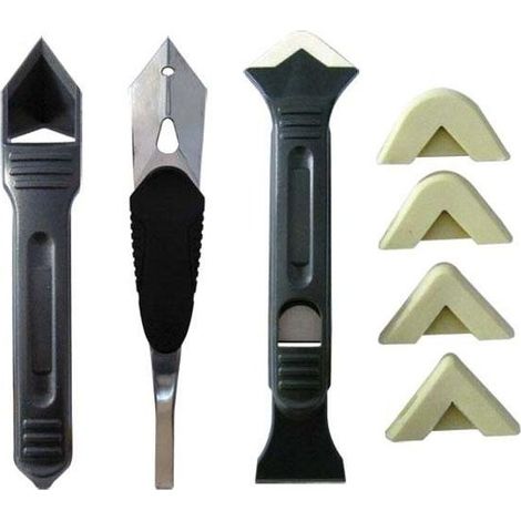 BGS Set di spatola e dispositivo di rimozione di fughe in silicone, 8 parti, 1 pezzo, 85200