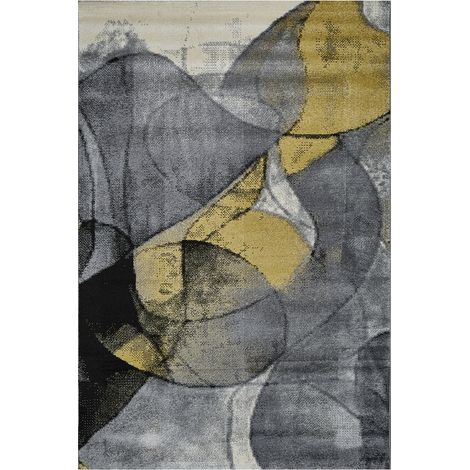 Tappeto moderno soggiorno astratto grigio e oro Milano prestige GIA005 (1/3)