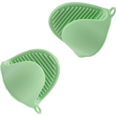 Paire de gants de four résistants à la chaleur, anti - adhésifs et antidérapants(Vert clair) (1/5)