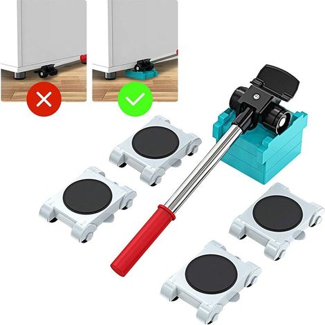 Outil de Déplacement,Kit de Deplace Meuble Lourd Sans Effort,Outil de Déplacement,Charge Maximale 250 kg,Patins Rotatifs à 360 Degrés ,Livré avec 3 Pieds Bleus,