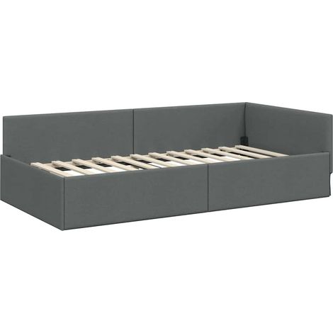 Estructura de cama en esquina Gris oscuro 100 x 203 cm tela vidaXL (1/5)