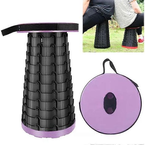 Tabouret télescopique pliable portable - Utilisation extérieure (camping et jardin), 47 cm, violet (1/5)