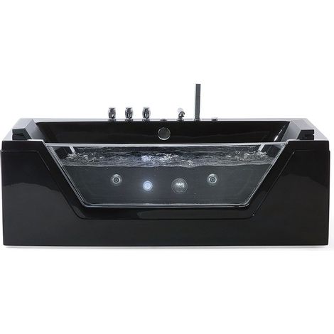 Corner Hot Tub with LED SAMANA 1740 x 790 mm Black