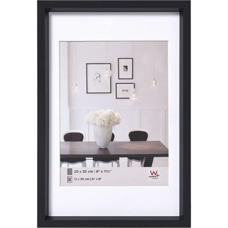 Cadre Photo Noir 10,5 x 15 cm avec Passe-Partout, Cadre en Plastique Style Acier ES015B (1/5)