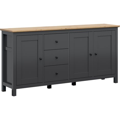 Buffet Duck mit 3 Schubladen und 3 Türen, Anthrazitgrau und Holzoptik, 199cm