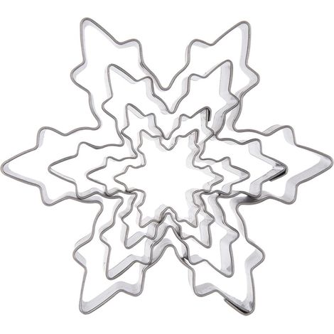 Schneeflocken-Ausstechformen-Set, Edelstahl, 4 Größen