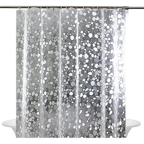 Rideau de Douche PEVA Imperméable et Résistant à la Moisissure Rideau de Salle de Bain Semi-Transparent avec Crochets de Rideaux 180x180cm Pierre de Cristal (1/5)