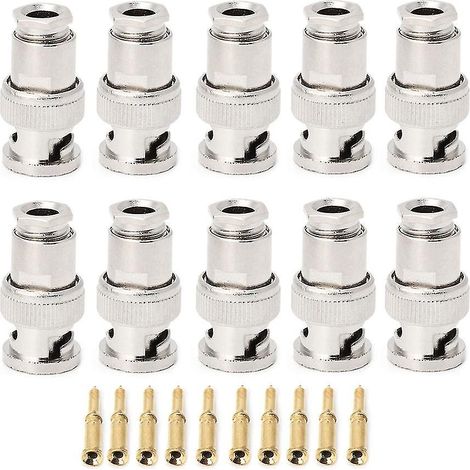 Lot de 10 connecteurs BNC mâles RG58 pour câble coaxial de sécurité CCTV. (1/4)