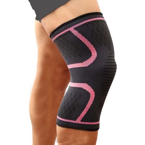 Rodilleras de compresión rosas para soporte de rodilla, antideslizantes, transpirables y ligeras, de nailon, para deportes, talla S, paquete de 1 unidad. (1/5)